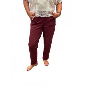 NEW MULTIPLES fringe ankle pant in port